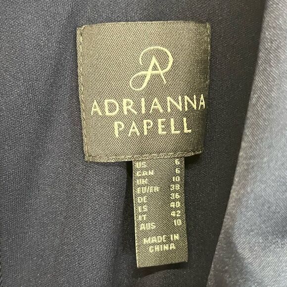 NWT ADRIANNA PAPELL | Matte Jersey Twist Front Tuxedo Long Gown In Midnight 6 - Picture 14 of 14